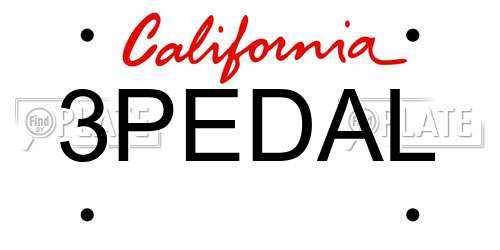 3PEDAL California License Plate