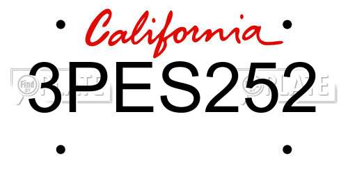 3PES252 California License Plate