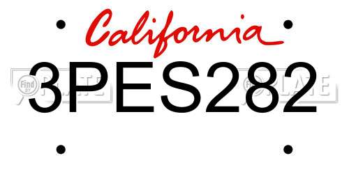 3PES282 California License Plate