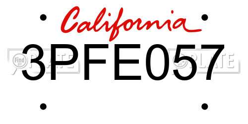 3PFE057 California License Plate
