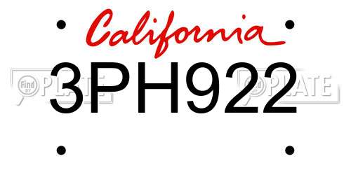 3PH922 California License Plate