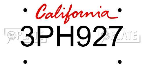 3PH927 California License Plate