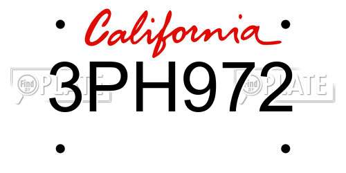 3PH972 California License Plate