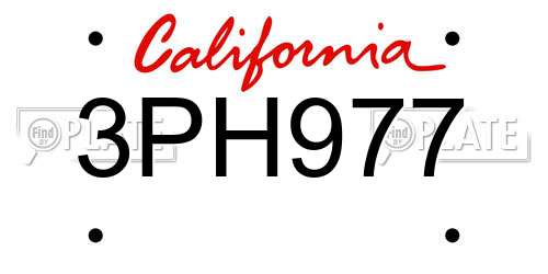 3PH977 California License Plate