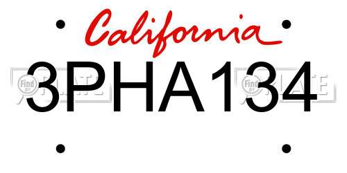 3PHA134 California License Plate