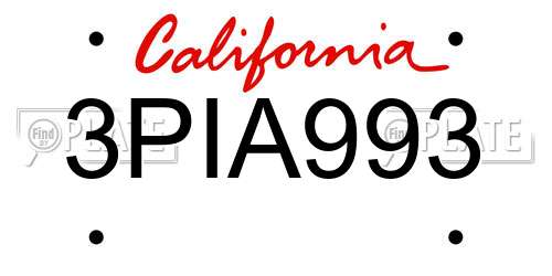 3PIA993 California License Plate