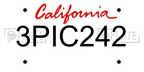 3PIC242 California License Plate