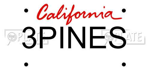 3PINES California License Plate