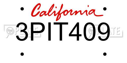 3PIT409 California License Plate