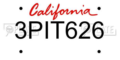 3PIT626 California License Plate