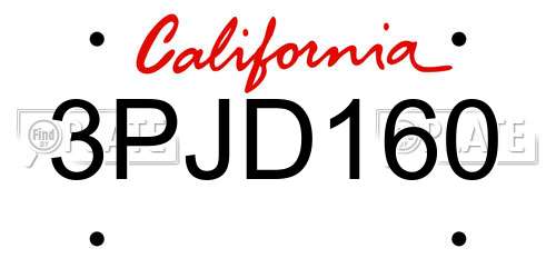 3PJD160 California License Plate