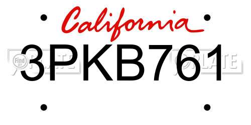 3PKB761 California License Plate
