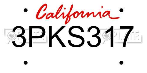 3PKS317 California License Plate