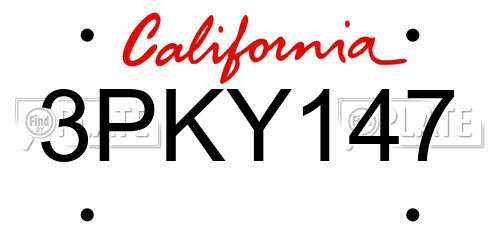 3PKY147 California License Plate