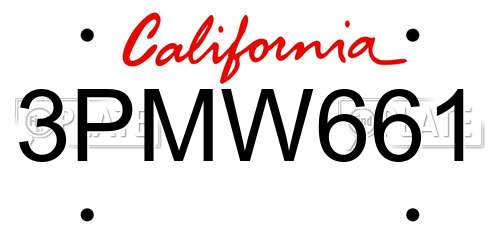 3PMW661 California License Plate
