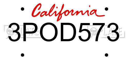 3POD573 California License Plate