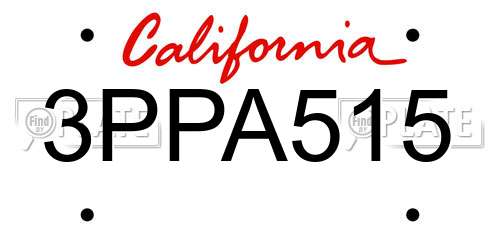 3PPA515 California License Plate