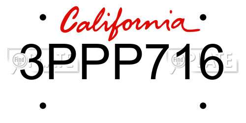 3PPP716 California License Plate