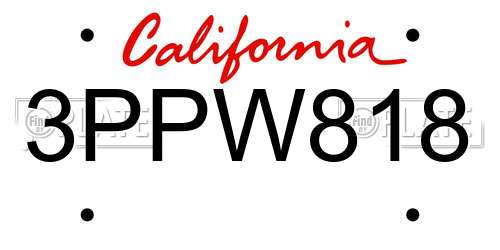 3PPW818 California License Plate