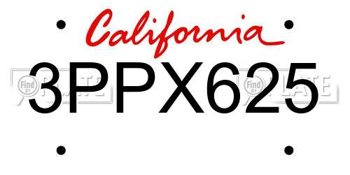 3PPX625 California License Plate