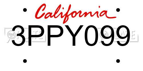 3PPY099 California License Plate