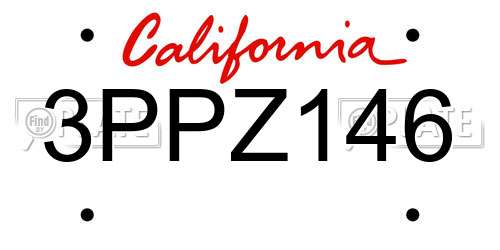 3PPZ146 California License Plate