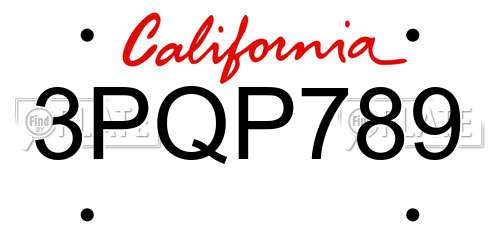 3PQP789 California License Plate