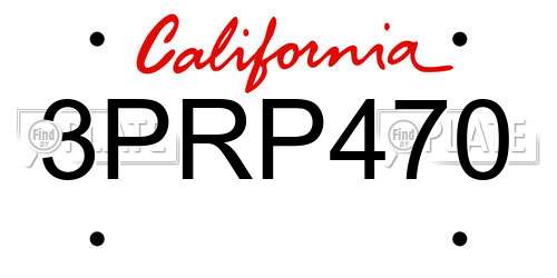 3PRP470 California License Plate