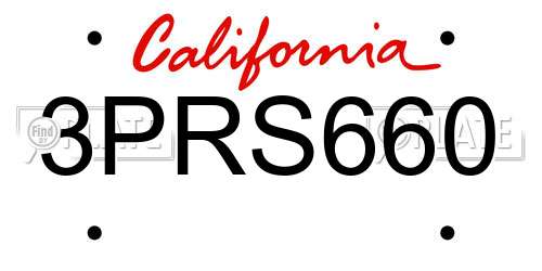 3PRS660 California License Plate