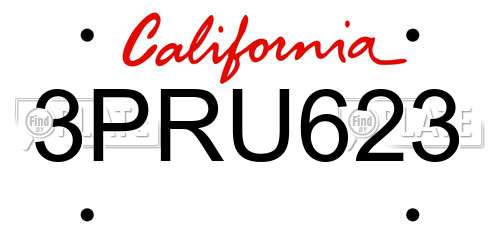 3PRU623 California License Plate