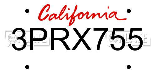 3PRX755 California License Plate