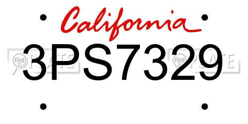 3PS7329 California License Plate