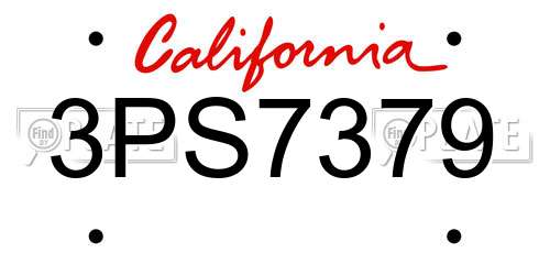 3PS7379 California License Plate