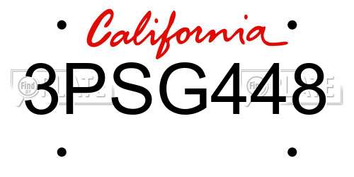 3PSG448 California License Plate