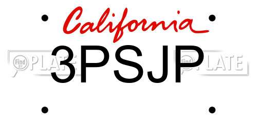 3PSJP California License Plate