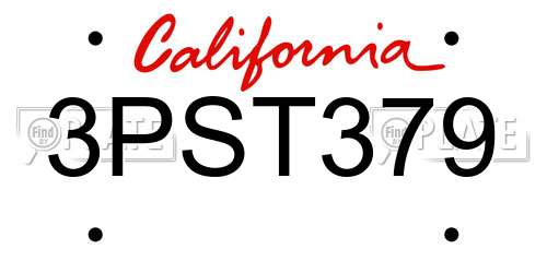 3PST379 California License Plate
