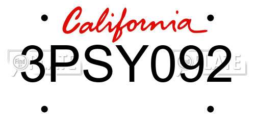 3PSY092 California License Plate