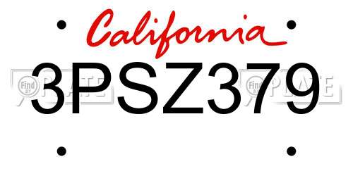 3PSZ379 California License Plate