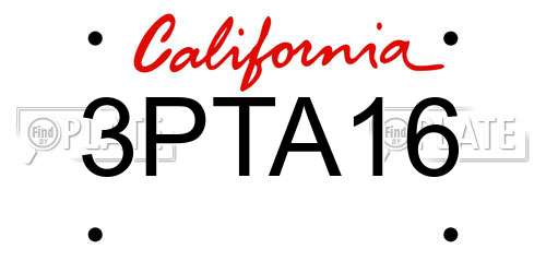3PTA16 California License Plate