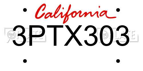 3PTX303 California License Plate