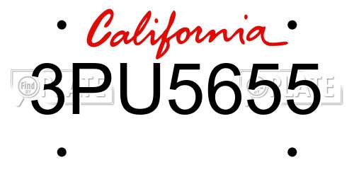 3PU5655 California License Plate