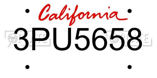 3PU5658 California License Plate