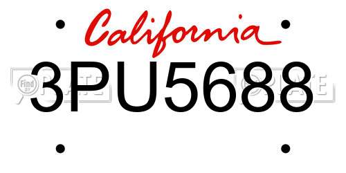 3PU5688 California License Plate