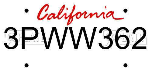 3PWW362 California License Plate