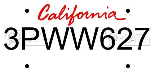 3PWW627 California License Plate