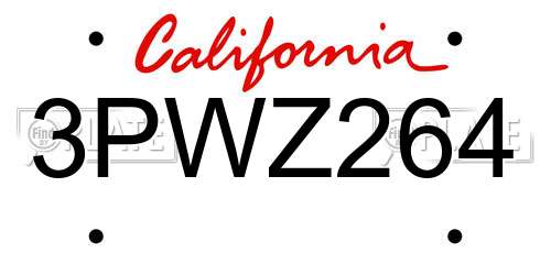 3PWZ264 California License Plate