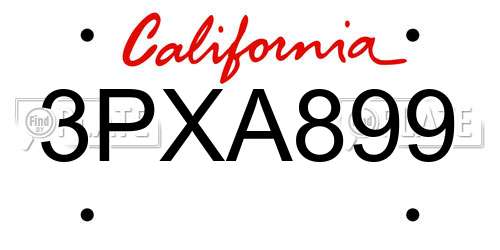 3PXA899 California License Plate