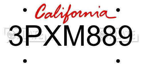 3PXM889 California License Plate
