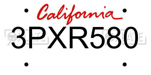 3PXR580 California License Plate