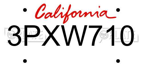 3PXW710 California License Plate